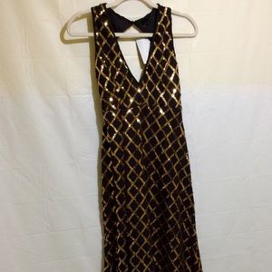 All black with Gold sequin dress Ankle long dress